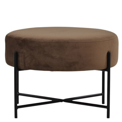 Lakeland Furniture Avon Mocha Brown Velvet Black Leg Foot Stool from B&Q