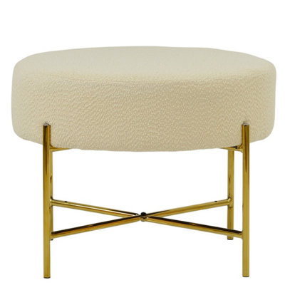 Lakeland Furniture Avon Cream Boucle Gold Leg Foot Stool from B&Q