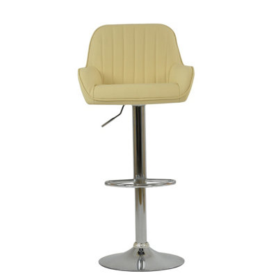 Lakeland Furniture Blair Cream Faux Leather Chrome Gas Lift Bar Stool from B&Q