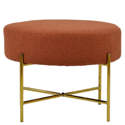 Lakeland Furniture Avon Burnt Orange Boucle Gold Leg Foot Stool from B&Q