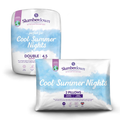 Slumberdown Cool Summer Nights Duvet, 2 Firm Pillows, 7.5 Tog, Double Light