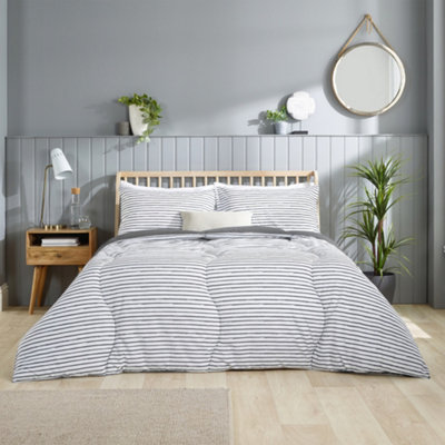 B&Q -  Back To Uni Printed Stripe Grey 10.5 Duvet2 Medium Pillows - Image 8