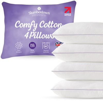 Slumberdown Unisex White Comfy Cotton Pillow, Firm Support, 4 Pack In - Image 13