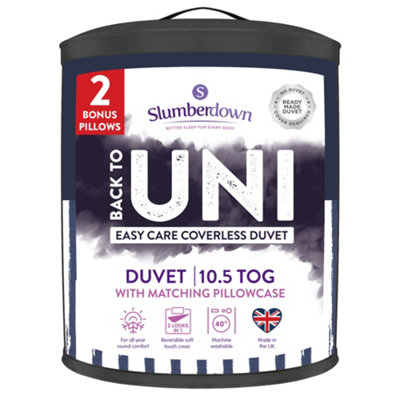 Slumberdown Back To Uni Printed Stripe Navy 10.5 Duvet, 2 Pillows Medium