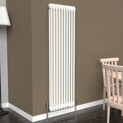 Lux Heat White Vertical 2 Column Traditional Radiator 1500mm (H) X 470mm (W) from B&Q