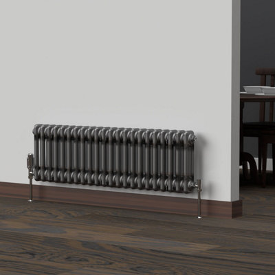 B&Q -  Bare Metal Lacquer Horizontal 2 Column Traditional Radiator 300mm (H) X 1010mm (W)