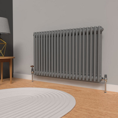 B&Q -  Anthracite Grey Horizontal 2 Column Traditional Radiator 600mm (H) X 1010mm (W)
