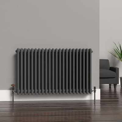 B&Q -  Anthracite Grey Horizontal 3 Column Traditional Radiator 600mm (H) X 1010mm (W)