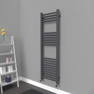 Lux Heat Anthracite Grey Ladder Towel Radiator 1200mm (H) X 400mm (W) from B&Q