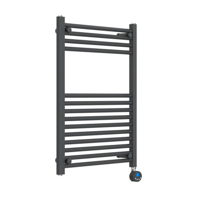 Lux Heat Electric Anthracite Grey Ladder Towel Radiator 800mm (H) X 600mm (W) from B&Q