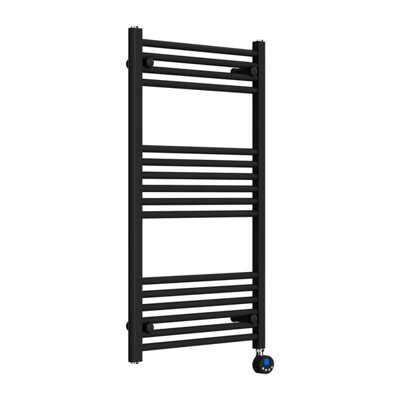 Lux Heat Electric Black Ladder Towel Radiator 1000mm (H) X 600mm (W) from B&Q