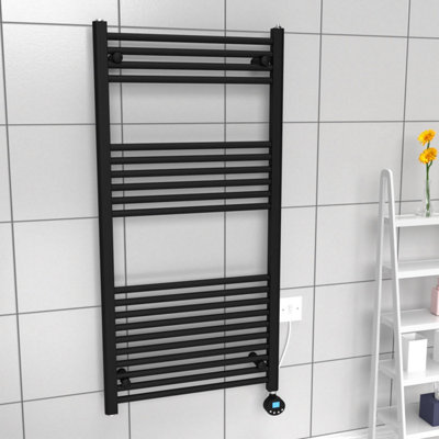 Lux Heat Electric Black Ladder Towel Radiator 1200mm (H) X 600mm (W) from B&Q