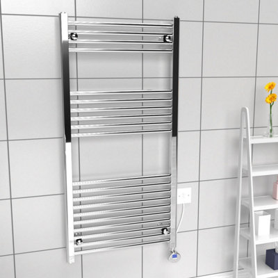 Lux Heat Electric Chrome Ladder Towel Radiator 1200mm (H) X 600mm (W) from B&Q