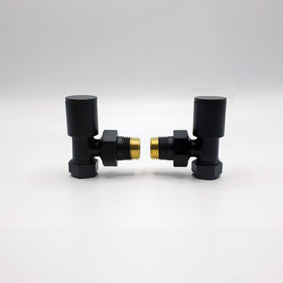 Lux Heat Black Angled Manual Round Radiator Valve Set