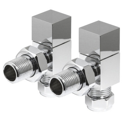 Lux Heat Angled Chrome Manual Square Radiator Valve Set from B&Q