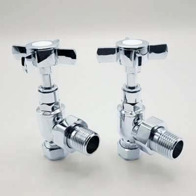 Lux Heat Angled Chrome Manual Cross-Head Radiator Valve Set from B&Q