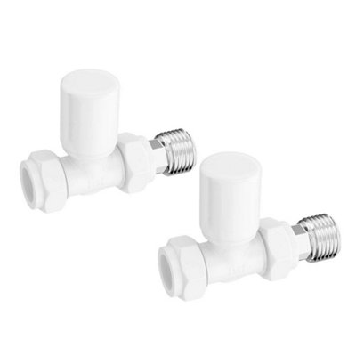 Lux Heat Straight White Manual Valve Set - White - Image 3