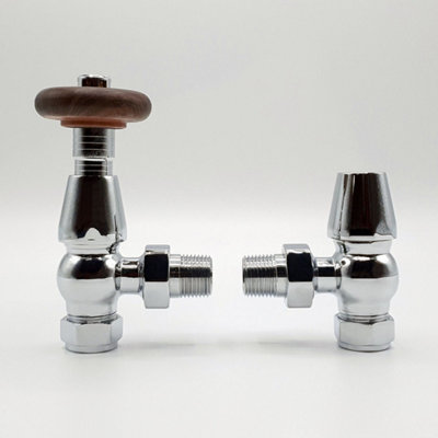 Lux Heat Angled Chrome Traditional Thermostatic Radiator Valve (Trv) Set from B&Q