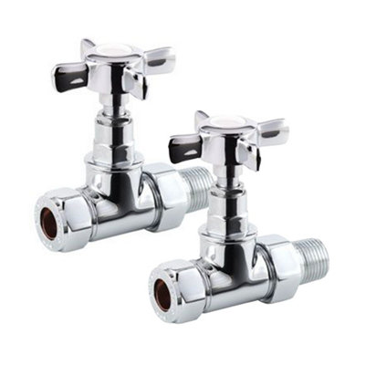 Lux Heat Straight Chrome Manual Cross-Head Radiator Valve Set from B&Q
