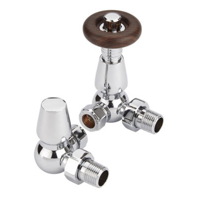 Lux Heat Corner Chrome Traditional Thermostatic Radiator Valve (Trv) Set from B&Q