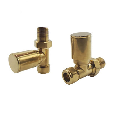 Lux Heat Straight Brass Manual Radiator Valve Set
