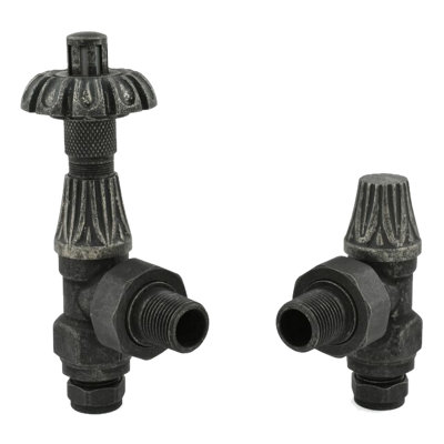 Lux Heat Angled Pewter Traditional Ornate Thermostatic Radiator Valve (Trv) Set from B&Q