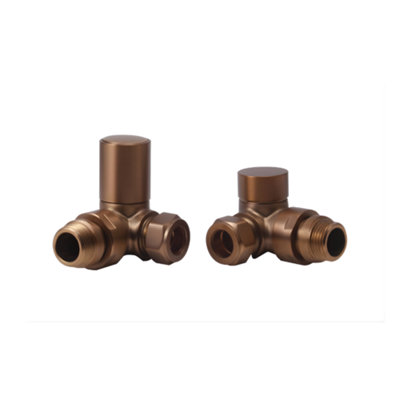 Lux Heat Corner Brushed Bronze Manual Round Radiator Valve Set - Image 3