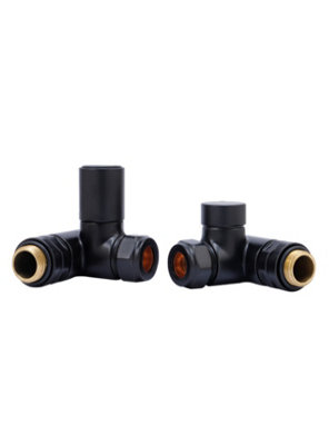 Lux Heat Dual-Fuel Corner Black Manual Round Radiator Valve Set from B&Q