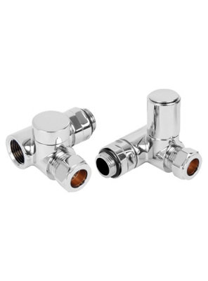 Lux Heat Dual-Fuel Corner Chrome Manual Round Radiator Valve Set from B&Q