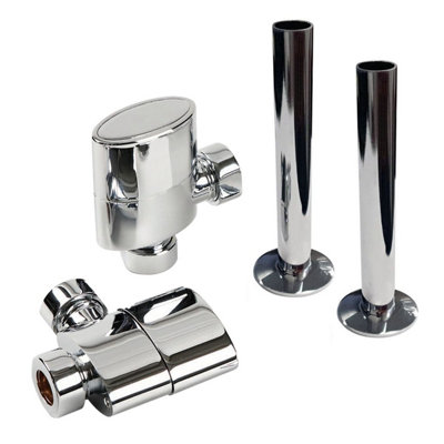 Lux Heat Aspen Angled Chrome Manual Radiator Valve Set & Pipe Sleeving Kit from B&Q