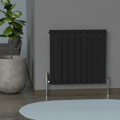 B&Q -  Flat Horizontal Radiator Black 600 mm X 630 mm Single424W (1446 Btu)