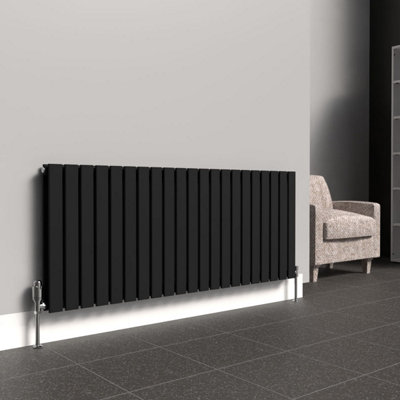 B&Q -  Flat Horizontal Radiator Black 600 mm X 910 mm DoubleMild Steel1119W 5 Year Warranty