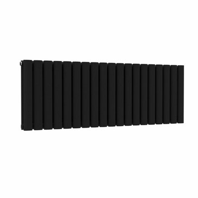 B&Q -  Oval Horizontal RadiatorBlack400 mm X 1140 mm (Double)
