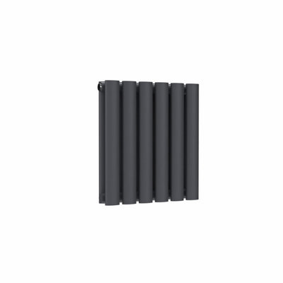 B&Q -  Oval Horizontal Radiator Anthracite Grey 400 mm Height X 360 mm Width Double Panel