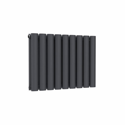 B&Q -  Oval Horizontal Radiator Anthracite Grey 400 mm X 540 mm Double.