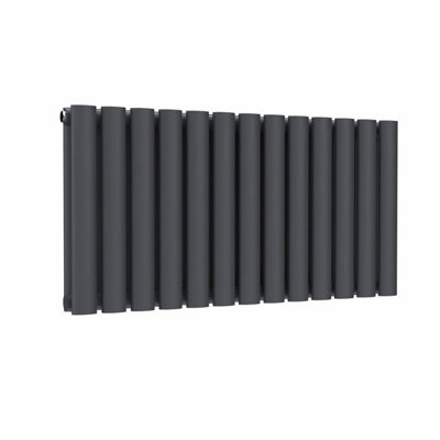 B&Q -  Oval Horizontal Radiator Anthracite Grey 400 mm X 780 mm Double Panel.