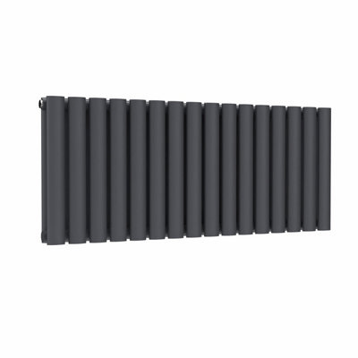 B&Q -  Oval Horizontal Radiator Anthracite Grey 400 mm X 960 mm Double Panel