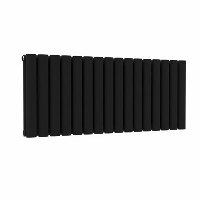 B&Q -  Oval Horizontal Radiator Black 400 mm X 960 mm Double Panel Lux Oval-400-960D
