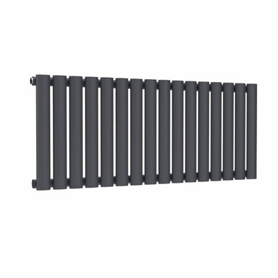 B&Q -  Oval Horizontal Radiator Anthracite Grey 400 mm X 960 mm Single Panel.