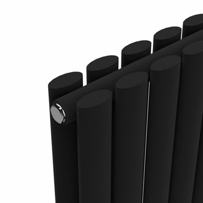 B&Q -  Oval Double Panel Horizontal Radiator Black 600 mm X 1140 mm.