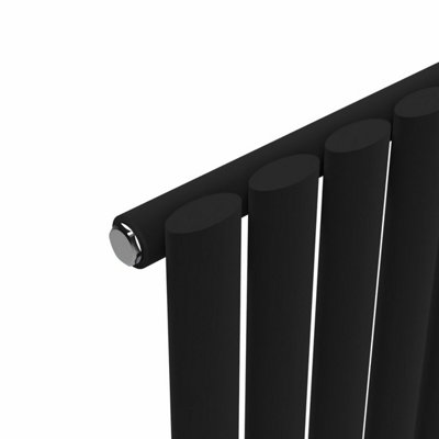 B&Q -  Oval Horizontal Radiator Black 600 mm X 1440 mm Single Panel981 W / 3346 Btu