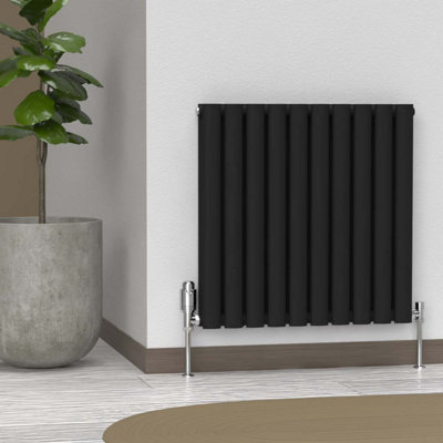 B&Q -  Oval Horizontal Radiator Black 600 mm X 540 mm Double Panel Lux Oval-600-540D