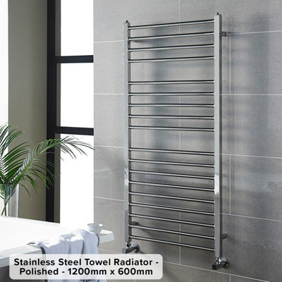 B&Q -  Stainless Steel Towel Radiator Polished 800 mm X 400 mmVertical Ladder Style