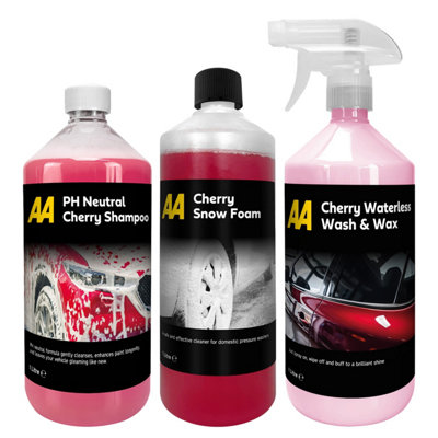 Aa Car Cleaning Kit Cherry Shampoo 1LCherry Snow Foam 1LCherry Waterless Wash And Wax 1L from B&Q