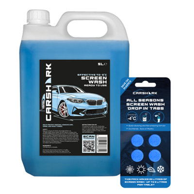  - Carshark All Seasons Screenwash 5 Litres + 1 X 4 Screenwash TabletsMakes Up To 20L Of ScreenwashReduces Plastic WasteWindscr