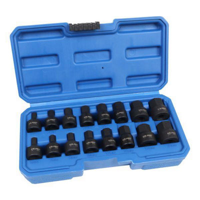 Us Pro Tools 16Pc 3/8" Dr Stubby Impact Sae/metric Hex Bit Sockets 7560 from B&Q