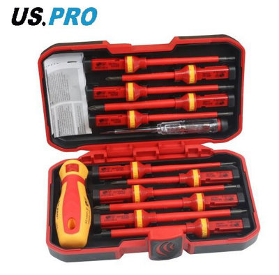 Us Pro Vde Screwdriver Set 13Pc Insulated Electricians Interchangeable 4631 from B&Q