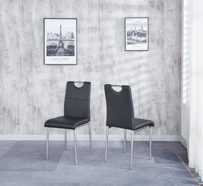Modernique Set Of 4 Dining Chairs In Faux Leather Chrome Frame Solid Build