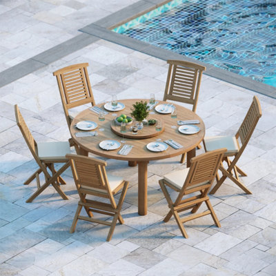 Eterna Altea Teak Garden Outdoor Dining Table & 6 Seat Chair SetWith Cream Cushions