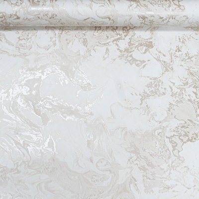 Muriva Cream Marble Metallic Wallpaper Ripple Liquid Swirl Effect Gold Shimmer Smooth from B&Q